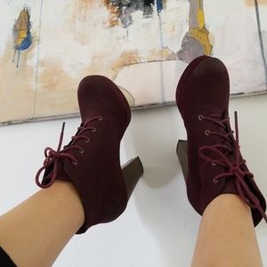 Lace up heel booties